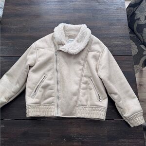 Abercrombie & Fitch Cream Faux Suede Bomber 
Jacket